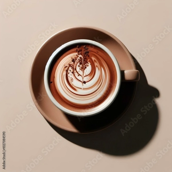 Fototapeta a cup of mocha coffee with a minimalist snap style.