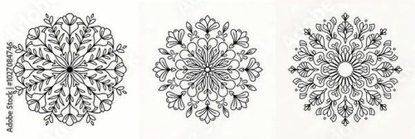 Obraz three intricate mandala designs, each showcasing unique patterns and symmetrical elements. 