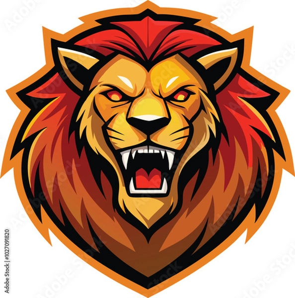 Obraz lion head mascot logo vector illustration.
