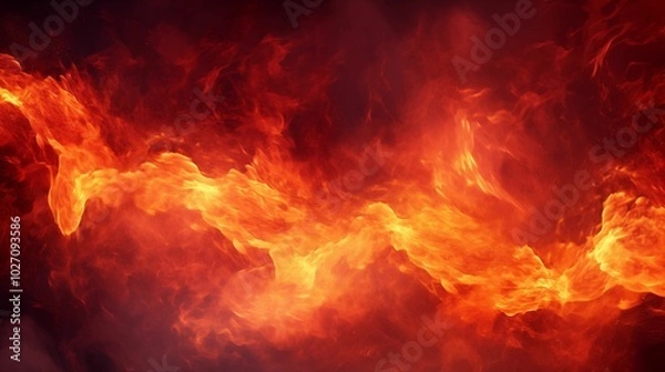 Fototapeta Dramatic fire and smoke effect glowing red and yellow colors exploding background. Generative ai