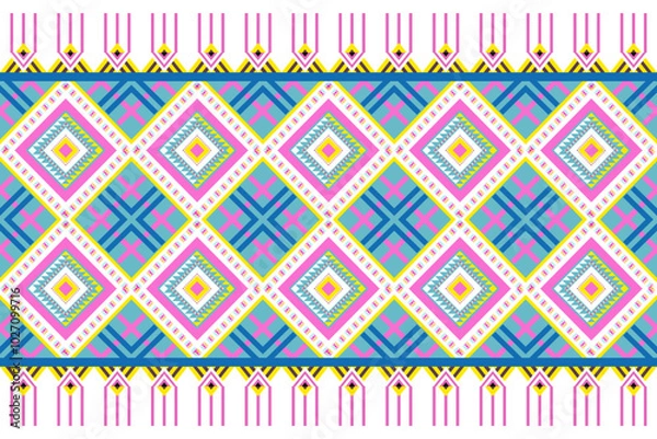 Fototapeta Ethnic pattern seamless geometric,Aztec embroidery border seamless patterns.ethnic pattern seamless,  pattern art wallpaper Background, Design for fabric, curtain, carpet ,geometry seamless pattern