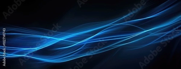Obraz Abstract Blue Light Waves on Dark Background
