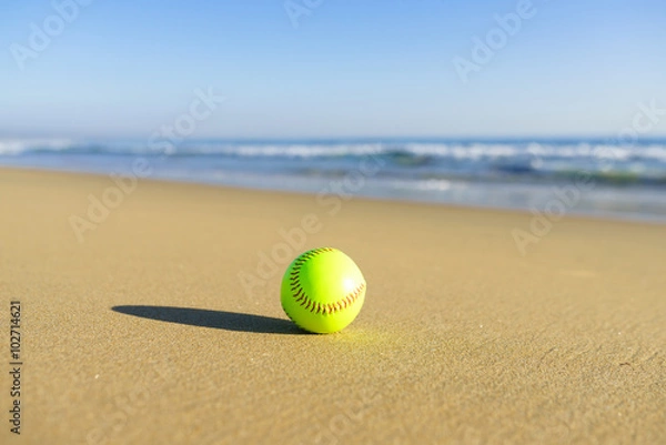 Obraz Softball at a California beach with white wave in pacific ocean