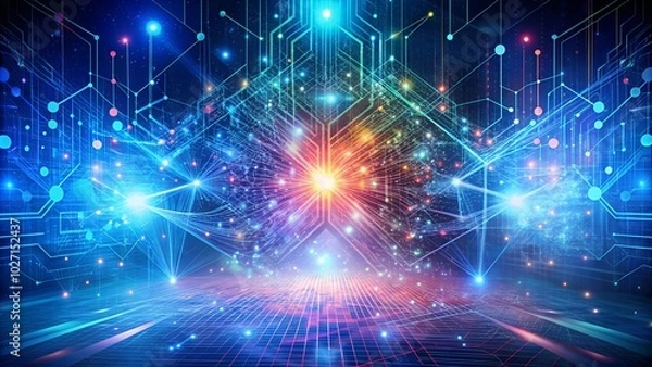 Fototapeta Digital abstract AI background featuring futuristic technology and artificial intelligence concept.