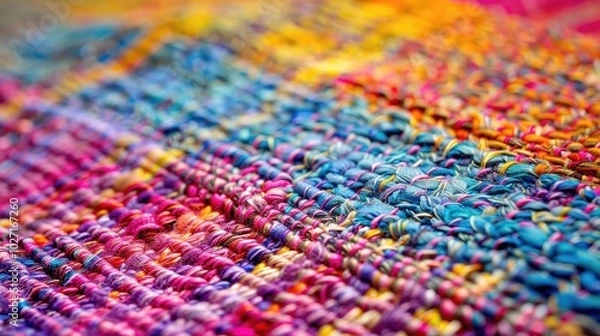 Obraz Vibrant Handwoven Multicolor Textile Fabric