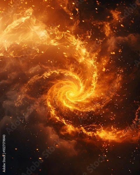 Fototapeta Fiery Spiral Inferno Engulfing the Sky Symbolizing Uncontrollable Chaos and Destructive Forces