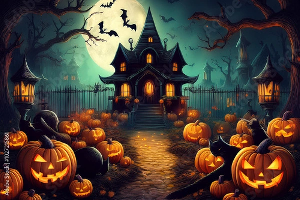 Obraz halloween background with pumpkin