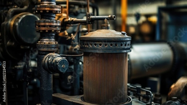 Fototapeta Vintage Industrial Machine Component in Close-Up