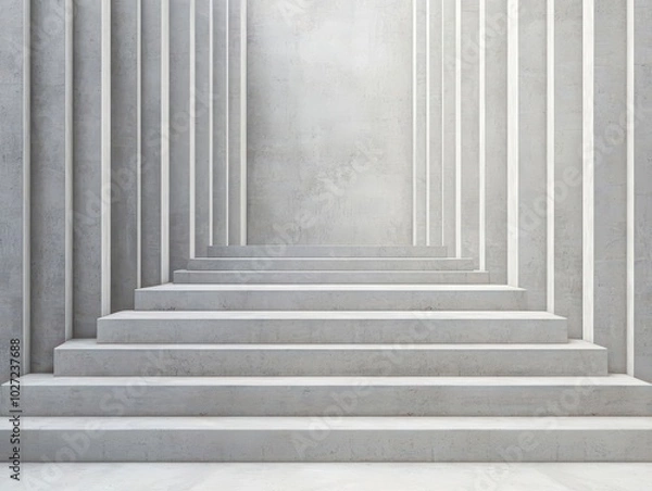 Fototapeta Symmetrical layered geometric platform embodying modern architectural design