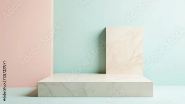 Fototapeta Stylish geometric platform showcasing minimalistic architectural elegance