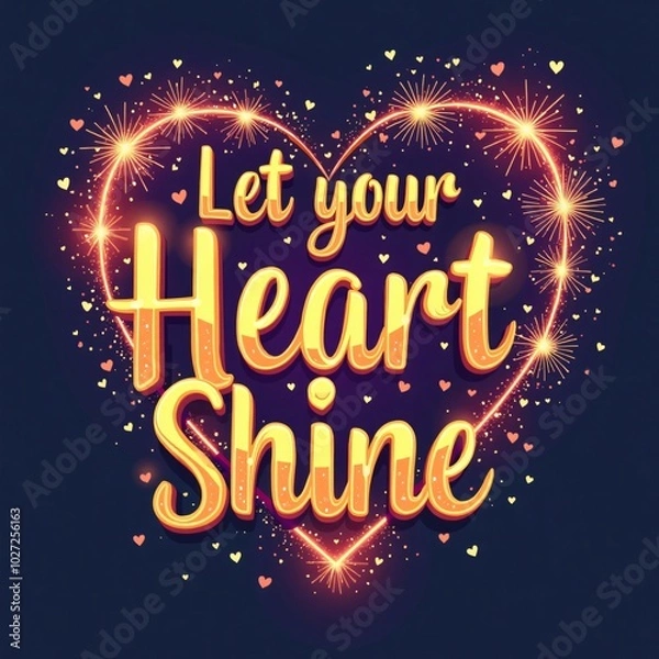 Obraz Let Your Heart Shine Sparkly Heart T-Shirt Design