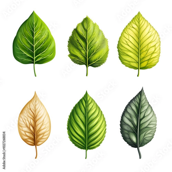 Fototapeta Minimalist style leaf vector on white background.