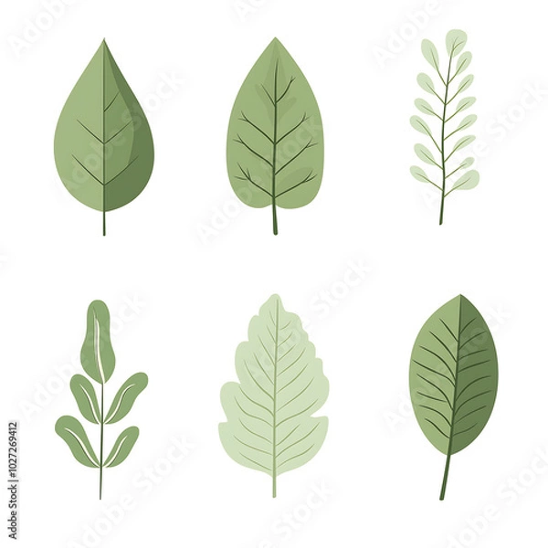 Fototapeta Minimalist style leaf vector on white background.