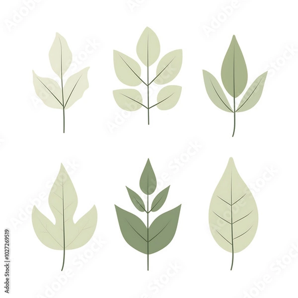 Fototapeta Minimalist style leaf vector on white background.
