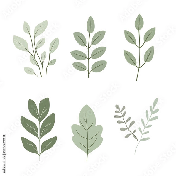 Fototapeta Minimalist style leaf vector on white background.
