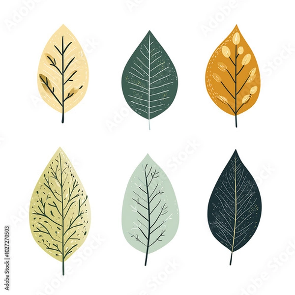 Fototapeta Minimalist style leaf vector on white background.