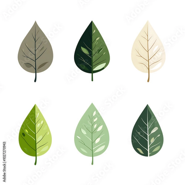 Fototapeta Minimalist style leaf vector on white background.