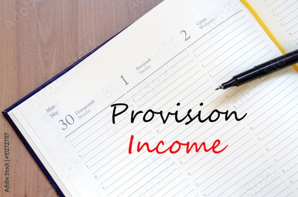 Fototapeta Provision income write on notebook