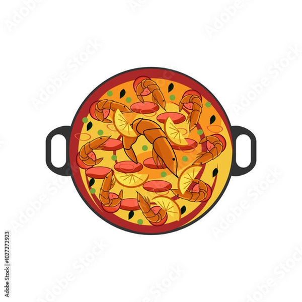 Obraz Vector illustration of Paella, a typical Spanish food