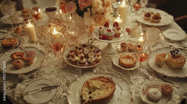 Fototapeta Elegant Delicate Desserts on a Beautiful Display