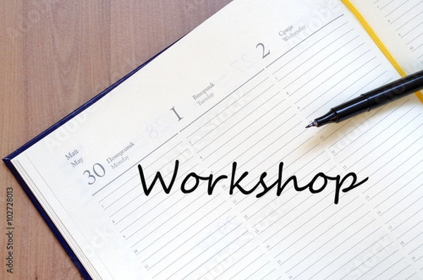 Fototapeta Workshop write on notebook