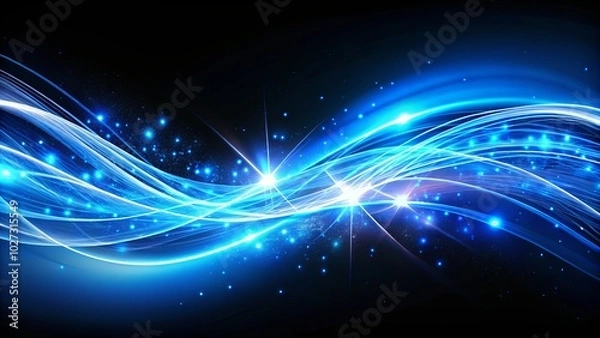 Obraz Capturing mesmerizing blue light trails using long exposure techniques, this abstract showcases dynamic visuals that evoke a sense of motion and artistic expression.