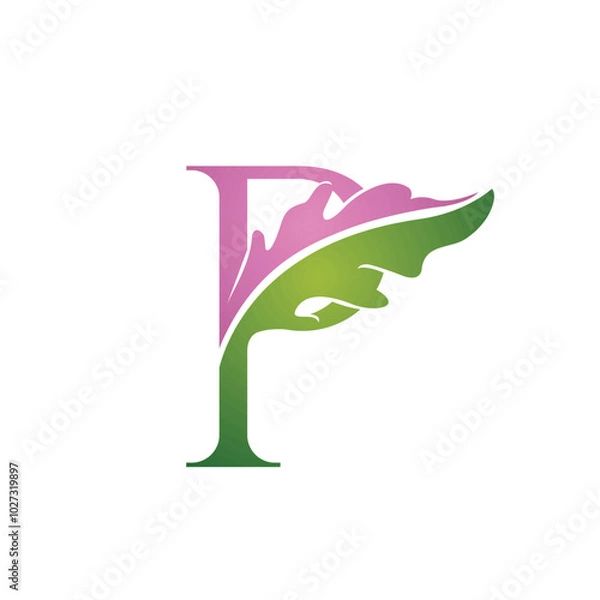 Obraz Vector Single Letter P Nature Logo