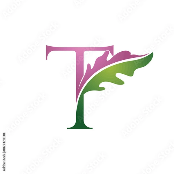 Obraz Vector Single Letter T Nature Logo