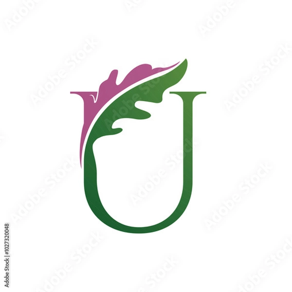 Obraz Vector Single Letter U Nature Logo