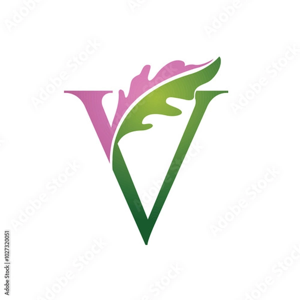 Obraz Vector Single Letter V Nature Logo