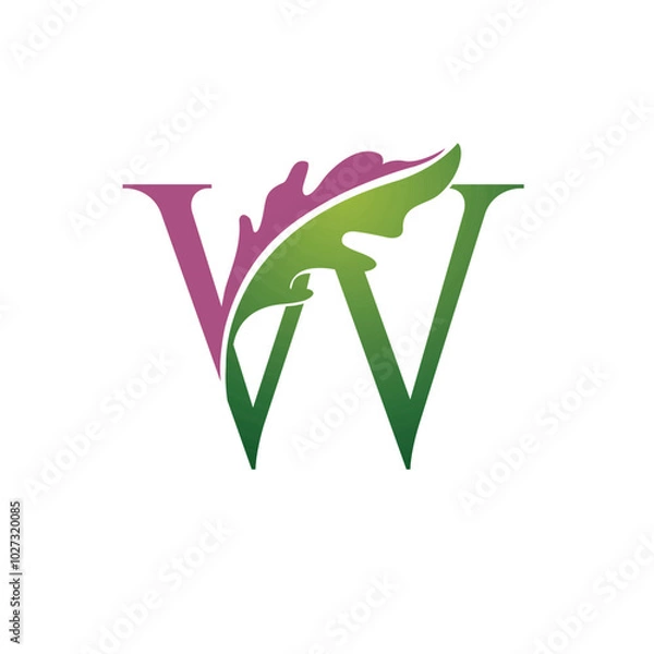Obraz Vector Single Letter W Nature Logo