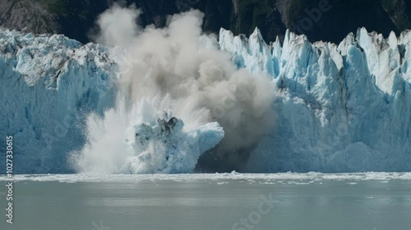 Fototapeta Dramatic Glacier Calving in the Alaskan Wilderness
