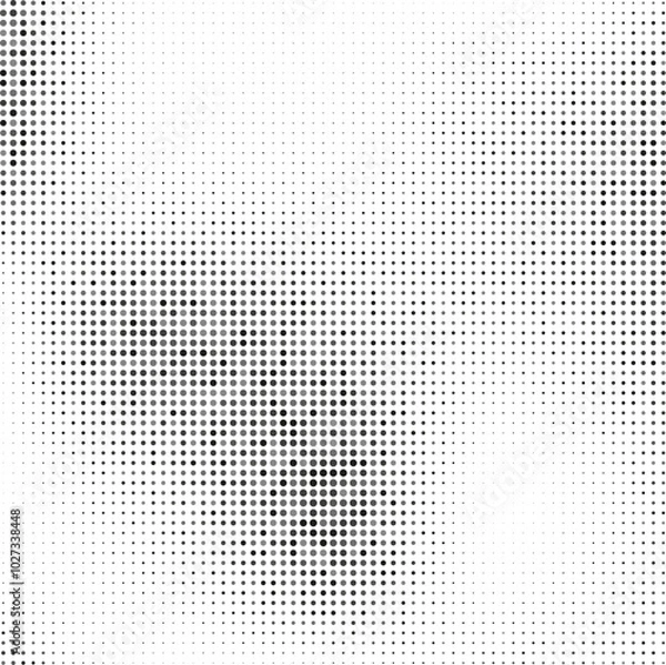 Fototapeta Retro poster with a dot gradient background, grunge texture, and comic noise effect. Pixelated grain, vintage bitmap pattern, and halftone design. Vector