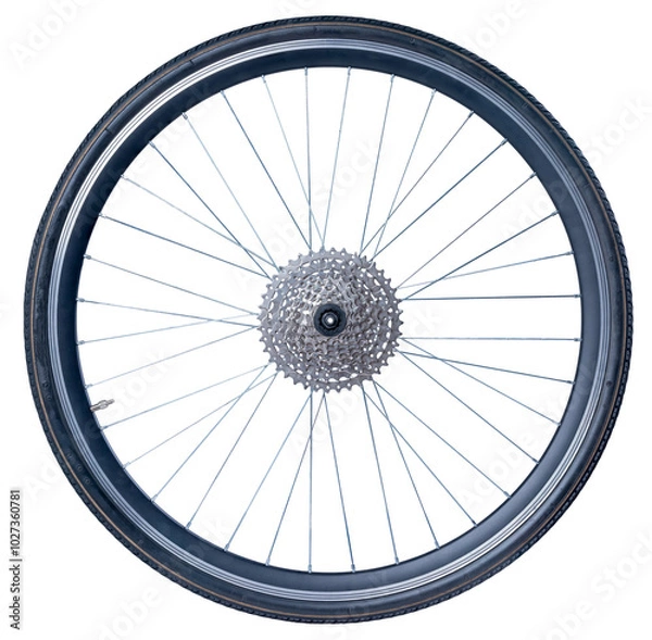 Obraz Bicycle wheel with sprockets used for bicycle derailleurs. Isolated background.