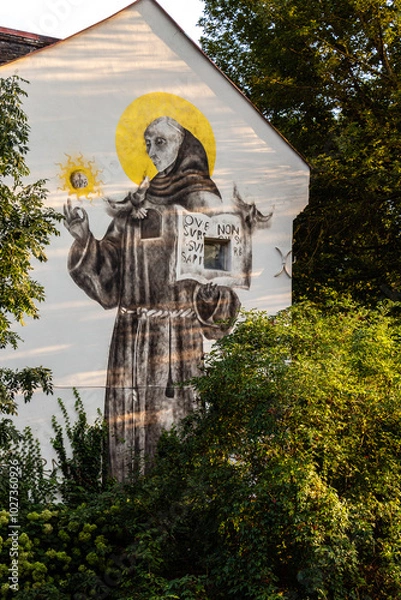 Fototapeta Graffitti an einer Hauswand in Uzupis, Vilnius, Litauen