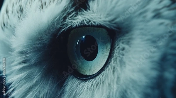Fototapeta Close-up of a Snowy Owl's Eye and Feathers