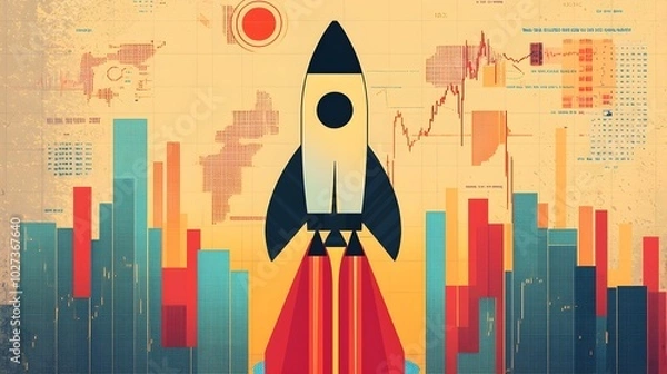 Fototapeta Rocket Launch Startup Business Growth