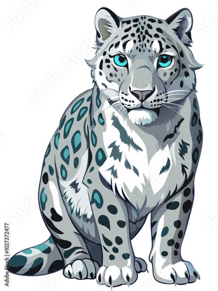 Fototapeta snow leopard vector art, snow leopard illustration vector, leopard vector 
