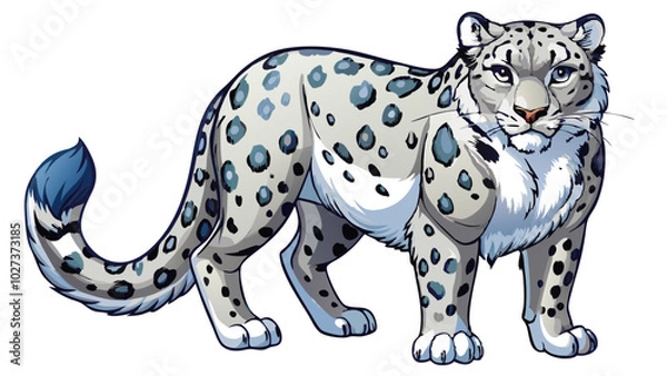 Fototapeta snow leopard vector art, snow leopard illustration vector, leopard vector art isolated on white