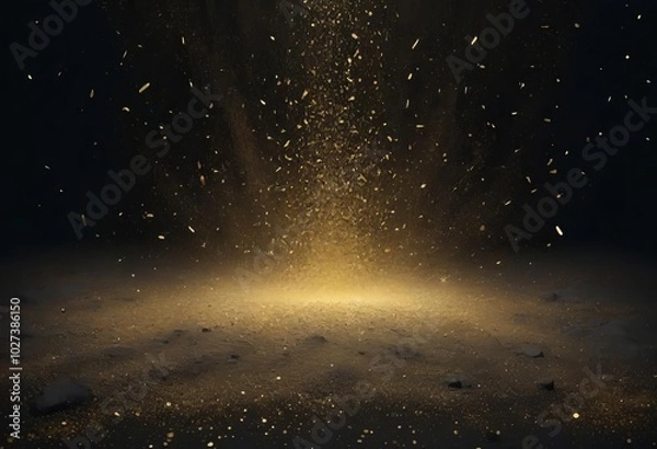Fototapeta A close-up of a black stone with flecks of gold dust inside