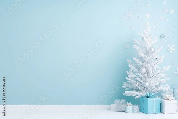 Fototapeta Christmas gifts box on festive background