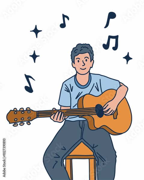 Fototapeta PEOPLE IS PLAYING GUITAR, SUITABLE FOR YOUR DESIGN NEEDS, FILE VECTOR