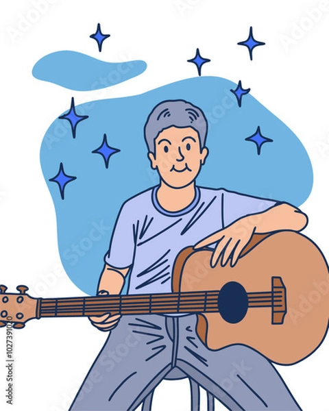 Fototapeta PEOPLE IS PLAYING GUITAR, SUITABLE FOR YOUR DESIGN NEEDS, FILE VECTOR