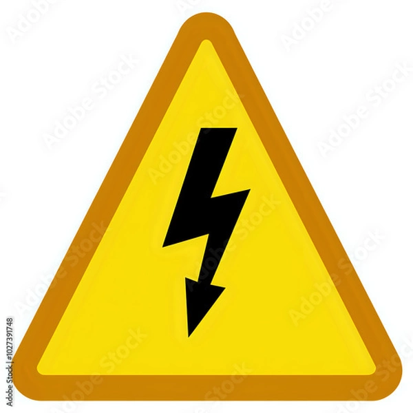 Fototapeta A triangular warning sign featuring a bold black lightning bolt, symbolizing caution and electrical hazards.