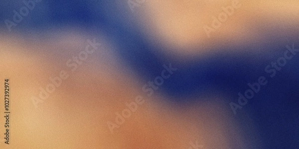 Fototapeta Gradient background with cobalt blue and warm sand tones, with flowing radial gradients and a soft, elegant blur , noise texture effect