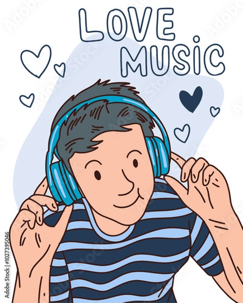 Fototapeta PEOPLE ARE USING HEADSET LISTENING TO MUSIC, SUITABLE FOR YOUR DESIGN NEEDS