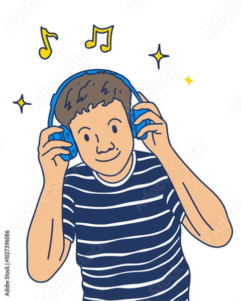 Fototapeta PEOPLE ARE USING HEADSET LISTENING TO MUSIC, SUITABLE FOR YOUR DESIGN NEEDS