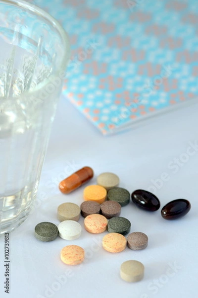 Fototapeta medicine and supplements and medicine notebook