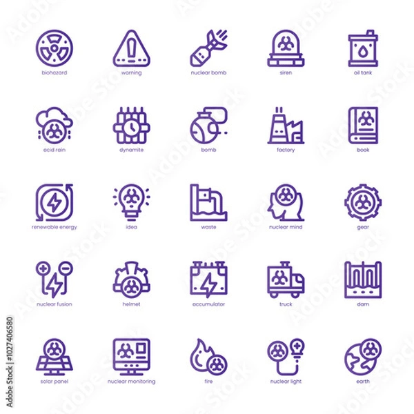 Fototapeta Nuclear Energy icon pack for your website, mobile, presentation, and logo design. Nuclear Energy icon basic line gradient design. Vector graphics illustration and editable stroke.