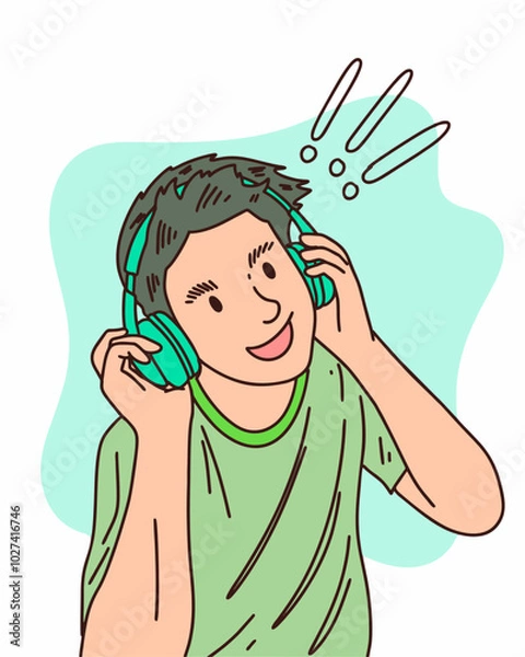 Fototapeta PEOPLE ARE USING HEADSET LISTENING TO MUSIC, SUITABLE FOR YOUR DESIGN NEEDS